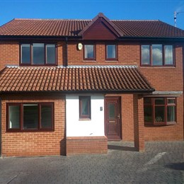 Over garage extension with 2 storey extension at back of house. Also garage conversion.